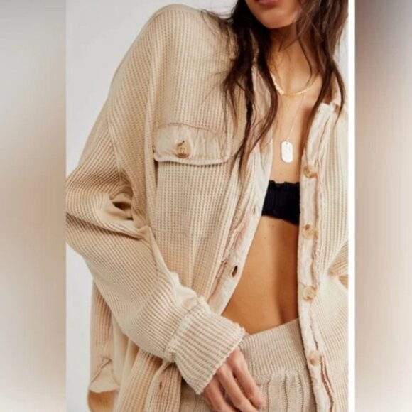 Free People Tops - Free People One Scout Oversized Waffle Jacket/Top
